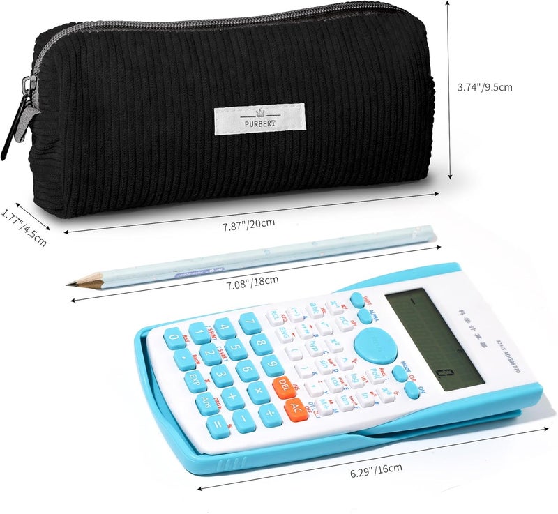 Purbert Pencil Bag Pen Case, Soft Corduroy Small Pencil Pouch Organizer with Zipper, Cute Pencil Case Pouch Stationery for Girls and Boys – Black - Image 3